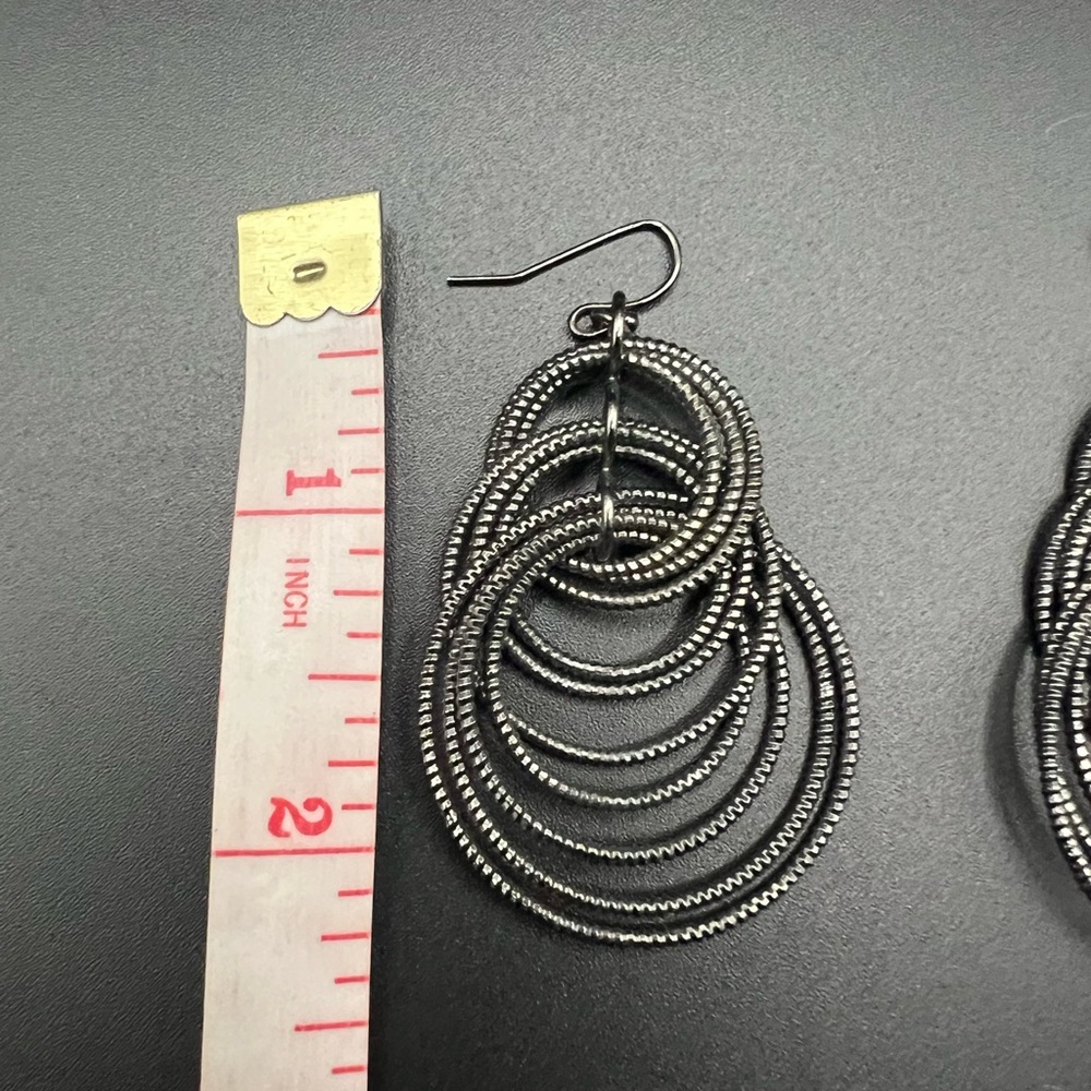 Lia Sophia Voltage Earrings in Black Textured Glam Dangle Statement - Picture 3 of 3